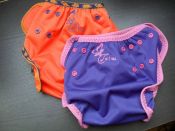 Culottes orange et violet - www.couches-tatsu-boutique.fr